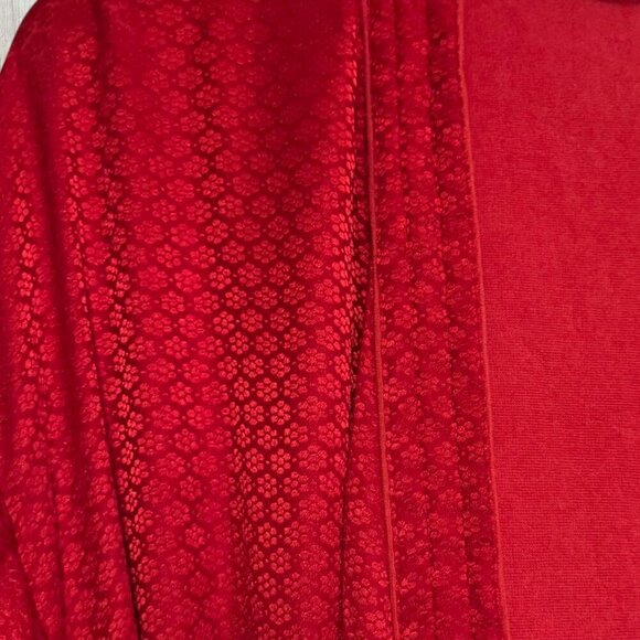 VICTORIA'S SECRET Vintage Y2K Gold Label Full Length Cotton Terry Satin Red Robe - Picture 4 of 12